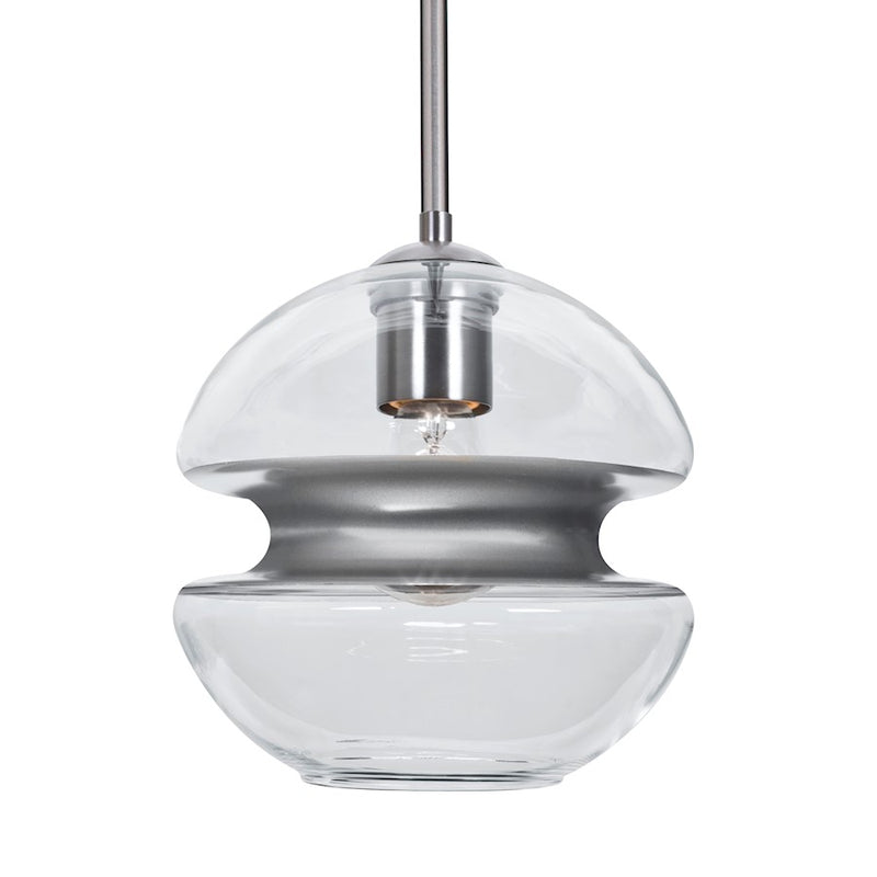 Besa Lighting Hula 8 8in 1-Light Pendant | Satin Nickel and Silver Glass | Kitchen Island & Dining Room | 8 x 8 x 7.75 in | Model 1TT-HULA8SL-SN