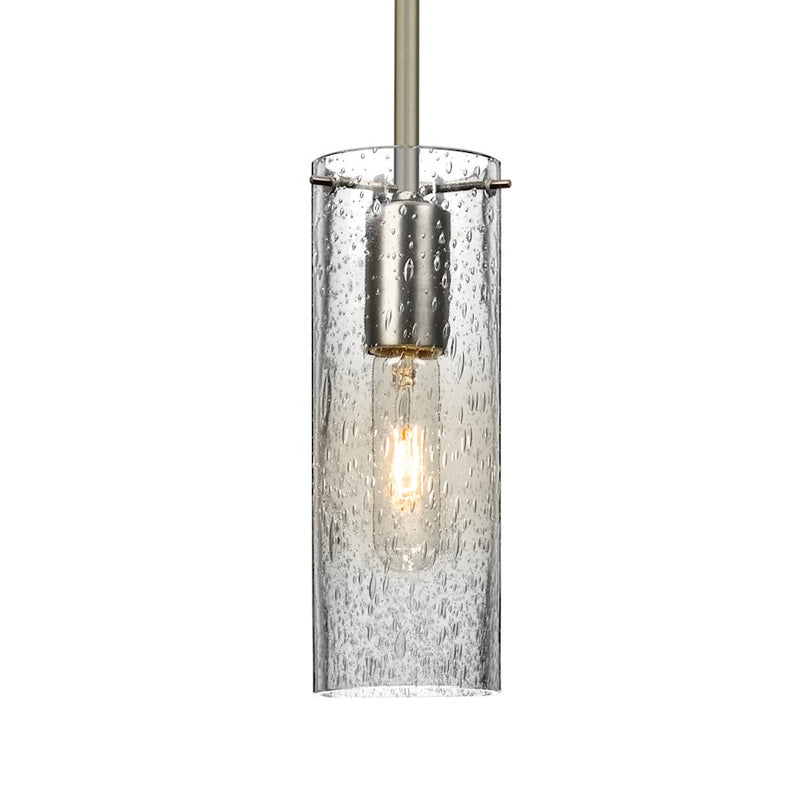 Besa Lighting Juni 10 1-Light Pendant | Transitional Satin Nickel and Clear Glass | Kitchen Island & Dining Room | 3.5 x 10 in | Model 1TT-JUNI10CL-SN