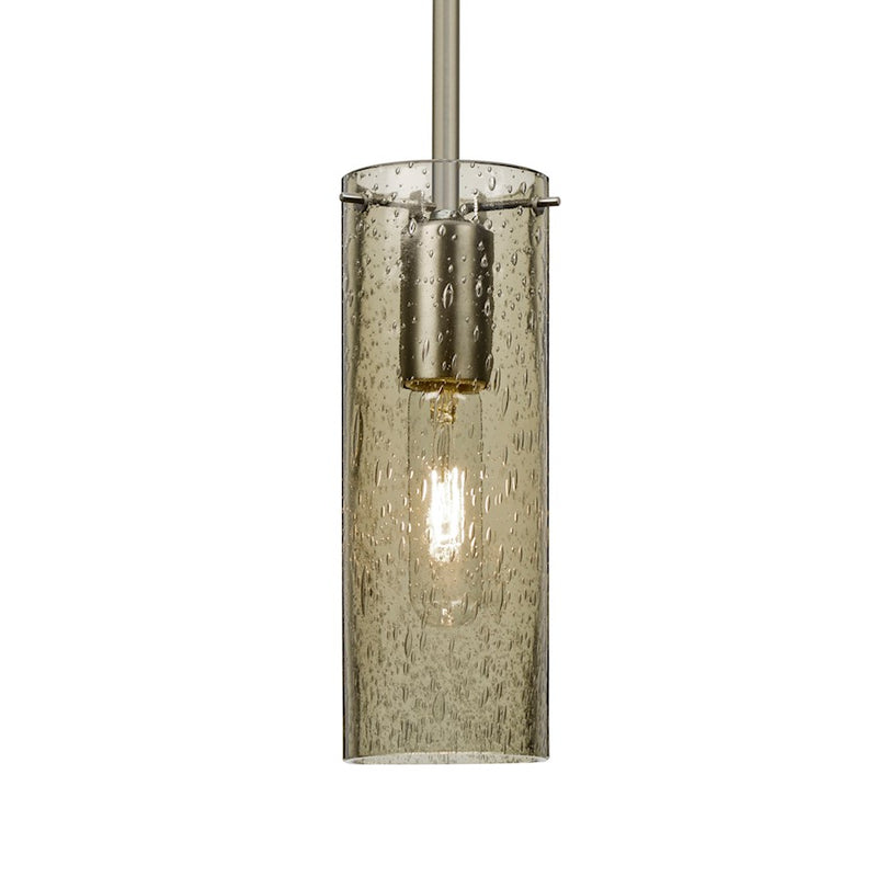 Besa Lighting Juni 10 3.5in 1-Light Pendant | Transitional Satin Nickel and Beige Glass | Kitchen Island & Dining Room | Model 1TT-JUNI10LT-SN