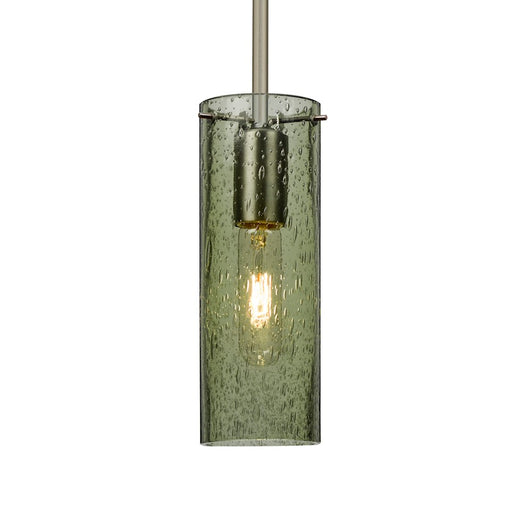 Besa Lighting Juni 10 1 Light Stem Pendant, Satin Nickel/Green - 1TT-JUNI10MS-SN