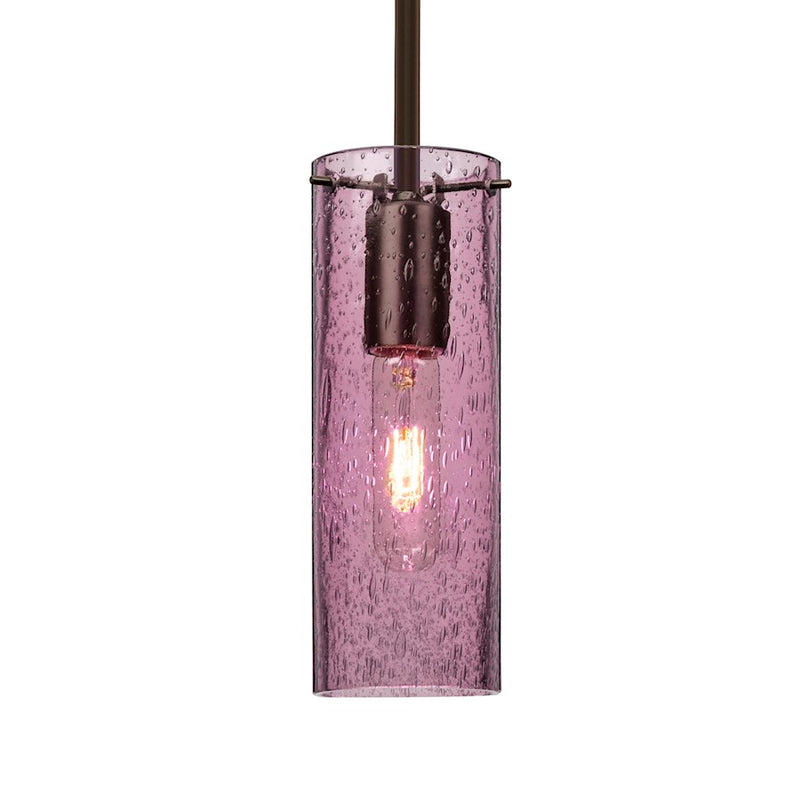 Besa Lighting Juni 10 10in 1-Light Pendant | Transitional Bronze and Plum Glass | Kitchen Island & Dining Room | 3.5 x 10 in | Model 1TT-JUNI10PL-BR