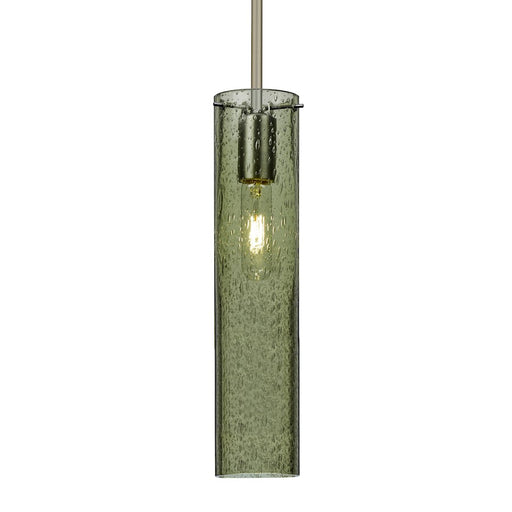 Besa Lighting Juni 16 1 Light Stem Pendant, Satin Nickel/Green - 1TT-JUNI16MS-SN