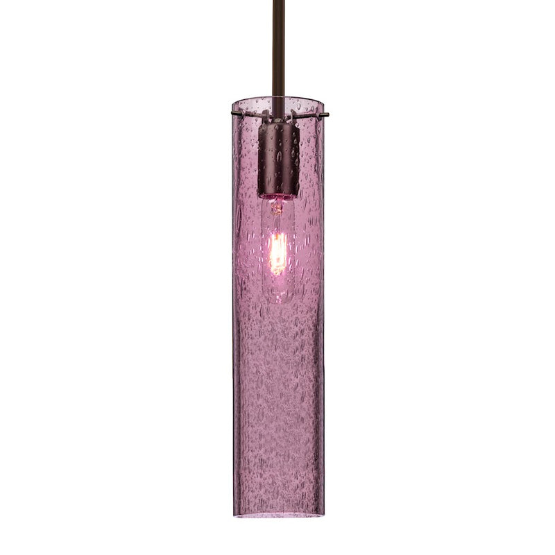 Besa Lighting Juni 16 1-Light Pendant | Transitional Bronze and Purple Glass | Kitchen Island & Dining Room | 3.5 x 16 in | Model 1TT-JUNI16PL-BR