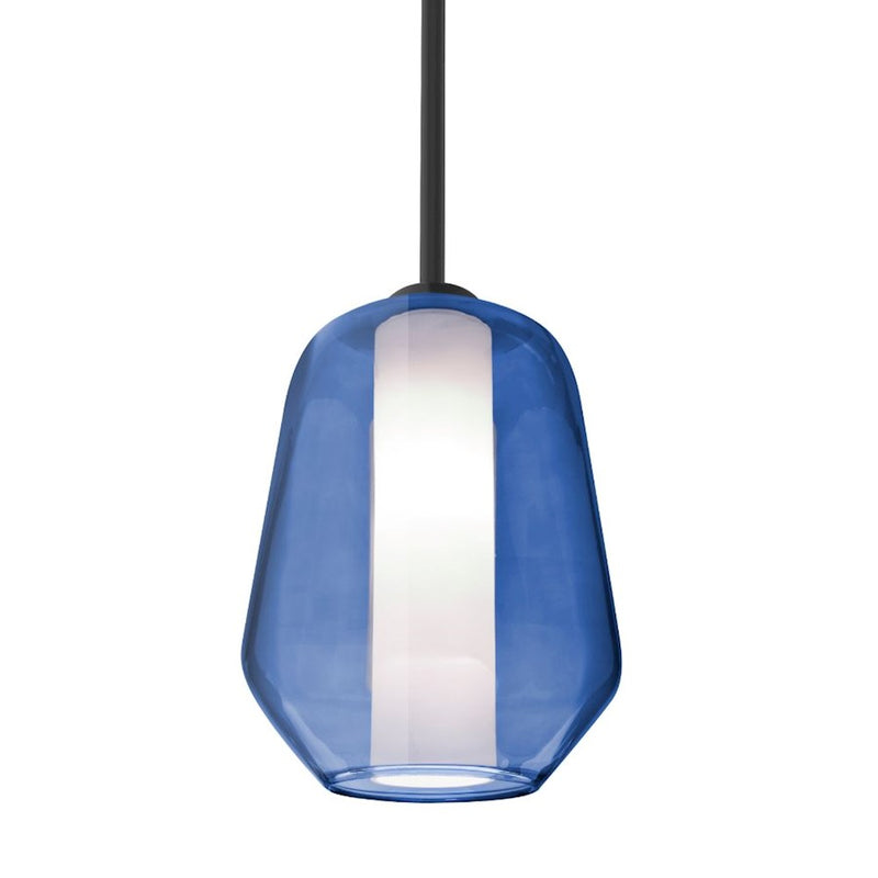 Besa Lighting Link 1 Light Stem Pendant, Black/Blue