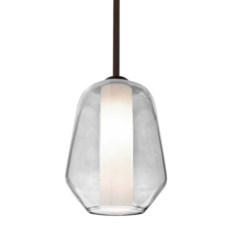 Besa Link 8in 1-Light Stem Pendant | Transitional Bronze and Clear Glass | Kitchen Island & Dining Room | 8 x 8 x 10.5 in | Model 1TT-LINKCL-BR
