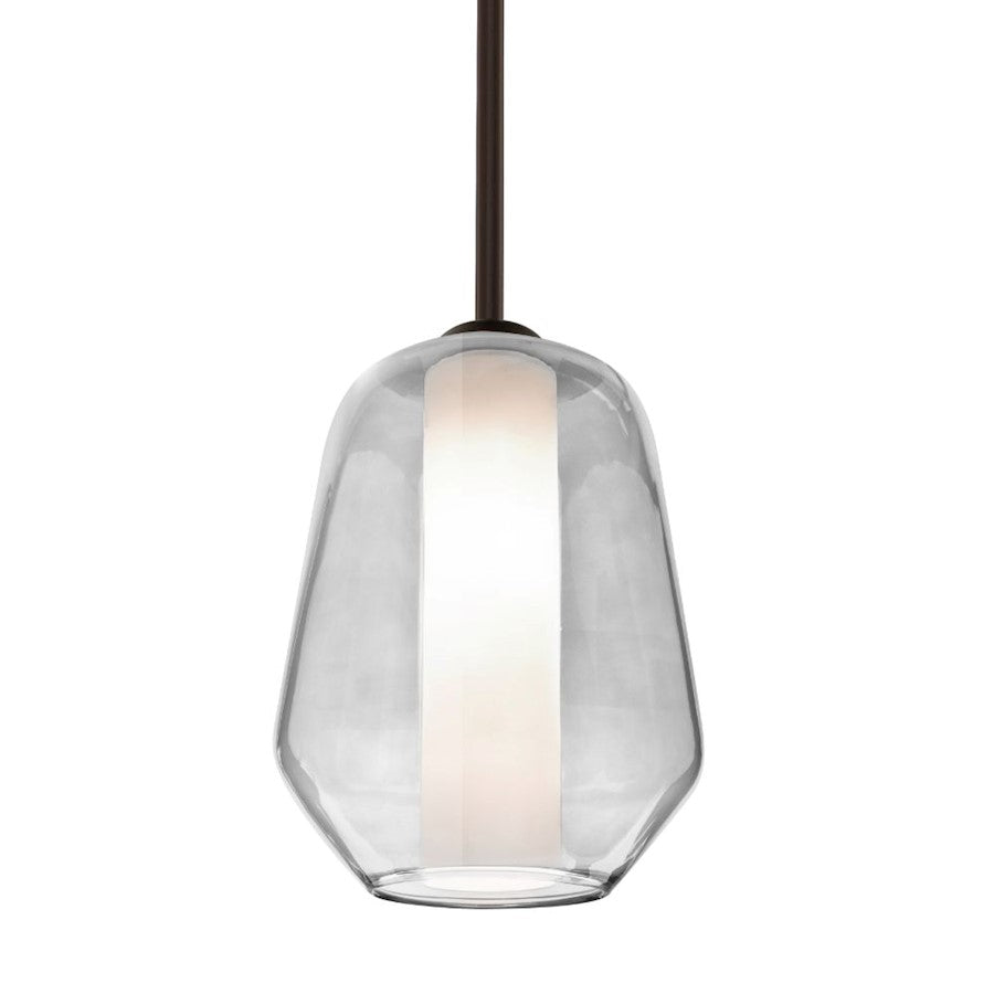 Besa Lighting Link 1 Light Stem Pendant, Bronze/Clear - 1TT-LINKCL-BR