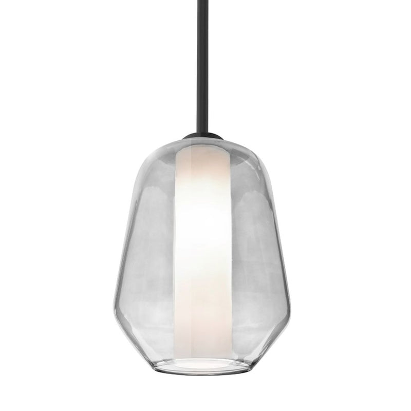 Besa Link 8in 1-Light LED Stem Pendant | Transitional Black and Clear Glass | Kitchen Island & Dining Room | 8 x 8 x 10 in | Model 1TT-LINKCL-LED-BK