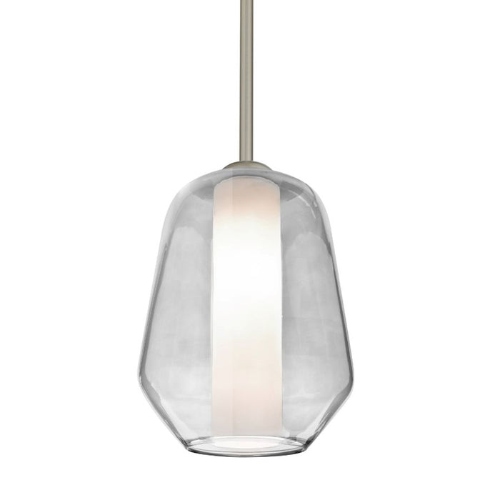 Besa Lighting Link 1 Light Stem LED Pendant, NickelClear - 1TT-LINKCL-LED-SN