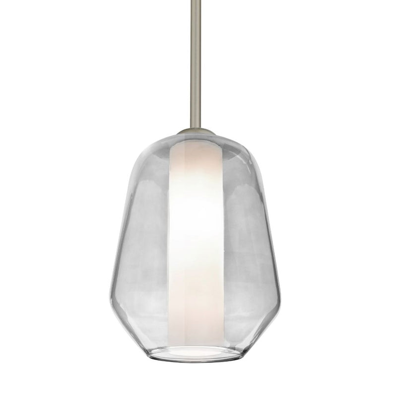 Besa Link 8in 1-Light LED Pendant | Transitional Satin Nickel and Clear Glass | Kitchen Island & Dining Room | Model 1TT-LINKCL-LED-SN