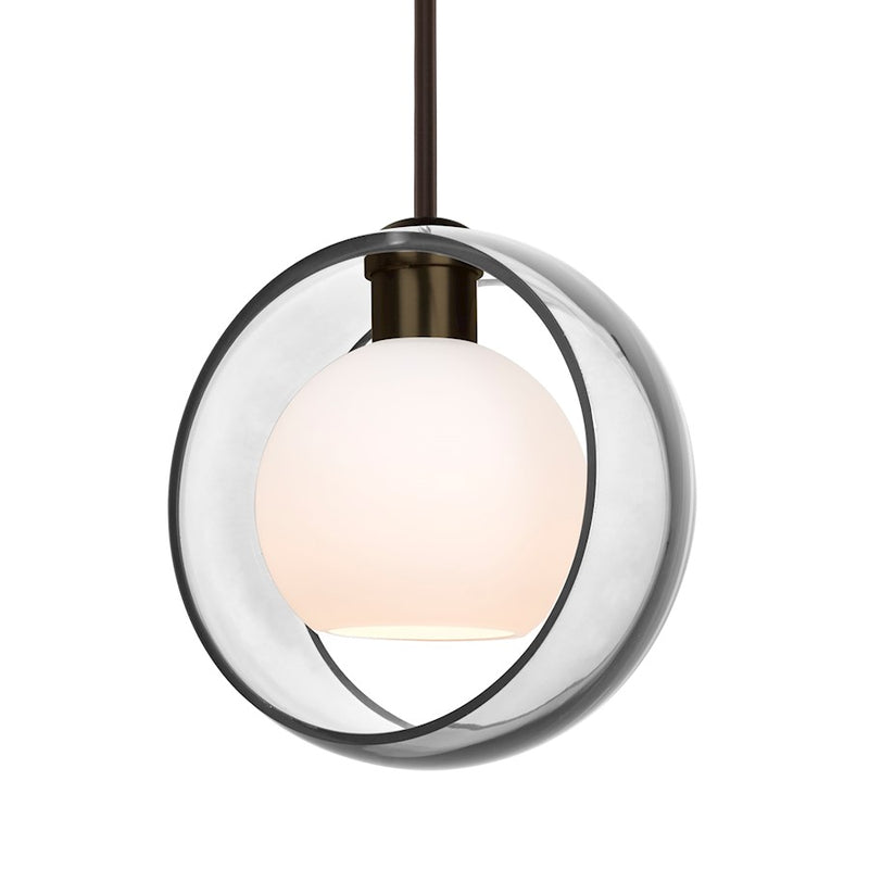 Besa Lighting Mana 9in 1-Light Stem Pendant | Contemporary Bronze and Clear Glass | Kitchen Island & Dining Room | 9 x 9 in | Model 1TT-MANACL-BR