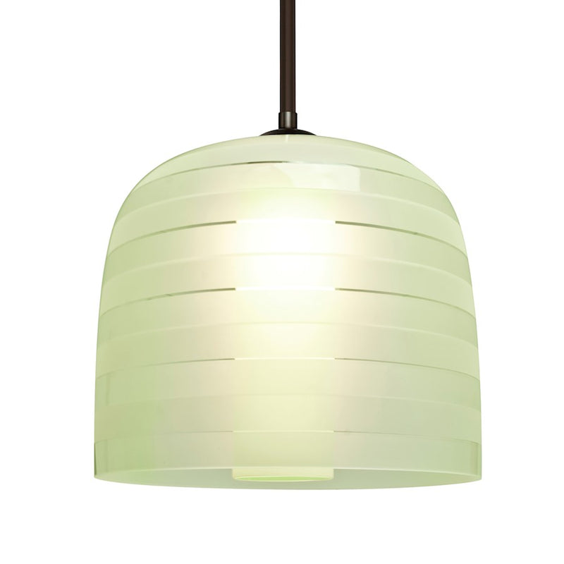 Besa Lighting Mitzi 10 9in 1-Light Tele Cord Pendant | Contemporary Bronze and Green Glass | Kitchen Island & Dining Room | Model 1TT-MITZI10CR-BR