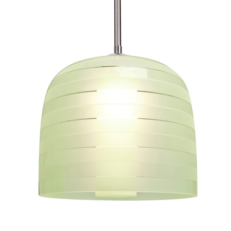 Besa Lighting Mitzi 10 9in 1-Light Pendant | Contemporary Satin Nickel and Green Glass | Kitchen Island & Dining Room | Model 1TT-MITZI10CR-SN