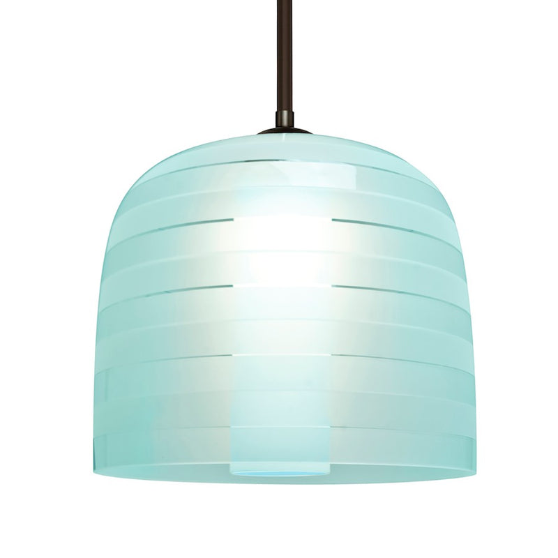 Besa Lighting Mitzi 10 1-Light Tele Cord Pendant | Contemporary Bronze and Blue Glass | Kitchen Island & Dining Room | Model 1TT-MITZI10CY-BR