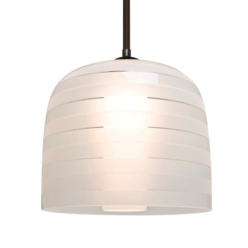Besa Lighting Mitzi 10 9in 1-Light LED Pendant | Contemporary Brushed Bronze and White Frosted Glass | Kitchen Island | Model 1TT-MITZI10FR-LED-BR