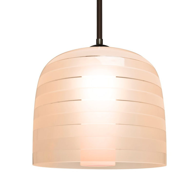 Besa Lighting Mitzi 10 1-Light LED Pendant | Contemporary Brushed Bronze and Pink/Red Glass | Kitchen Island & Dining | Model 1TT-MITZI10SA-LED-BR