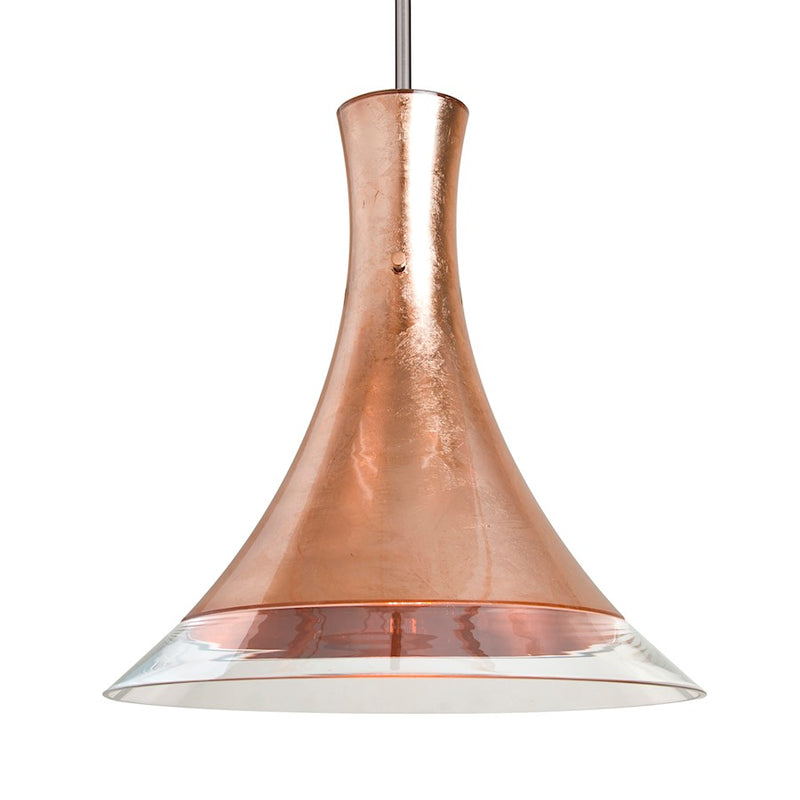 Besa Rio 12in 1-Light LED Pendant | Contemporary Satin Nickel and Copper Glass | Kitchen Island & Dining Room | Model 1TT-RIOCF-LED-SN