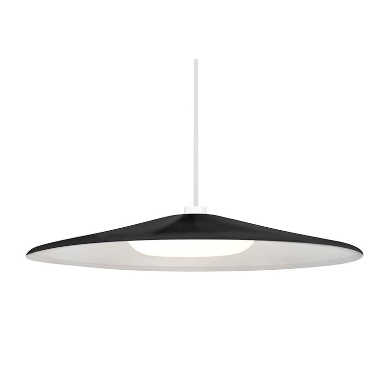 Besa Lighting Swan 24in 1-Light LED Pendant | White and Black Glass | Kitchen Island & Dining Room | 24.75 x 24.75 x 3.25 in | Model 1TT-SWANBK-LED-WH