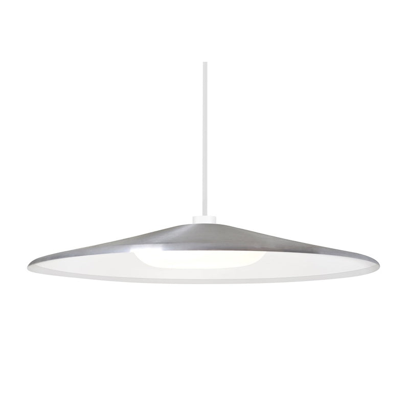 Besa Lighting Swan 24in 1-Light LED Pendant | Farmhouse Modern White and Silver Metal Glass | Kitchen Island & Dining Room | Model 1TT-SWANSL-LED-WH