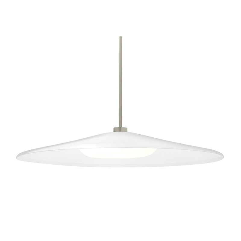Besa Lighting Swan 24in 1-Light LED Pendant | Farmhouse Modern Satin Nickel and White Metal Glass | Kitchen Island & Dining | Model 1TT-SWANWH-LED-SN