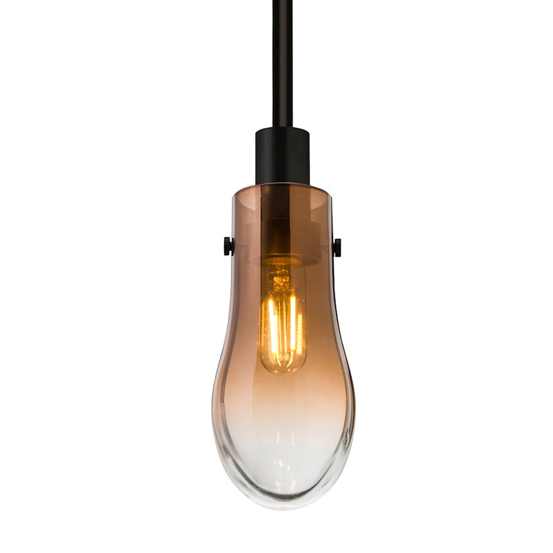 Besa Lighting Wish 1-Light LED Stem Pendant | Transitional Black and Beige Glass | Kitchen Island & Dining Room | Model 1TT-WISHAM-EDIL-BK
