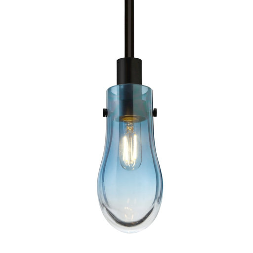 Besa Lighting Wish 1 Light LED Stem Pendant, Black/Blue - 1TT-WISHBL-EDIL-BK