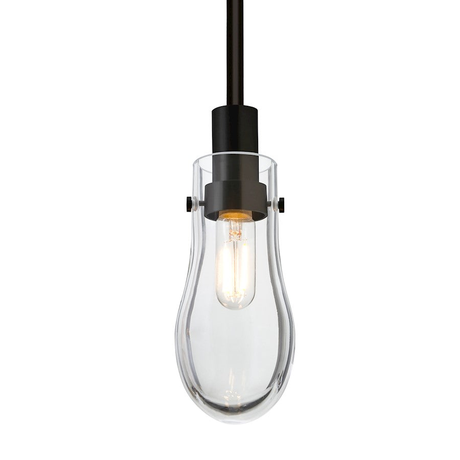 Besa Lighting Wish 1 Light LED Stem Pendant, Black/Clear - 1TT-WISHCL-EDIL-BK