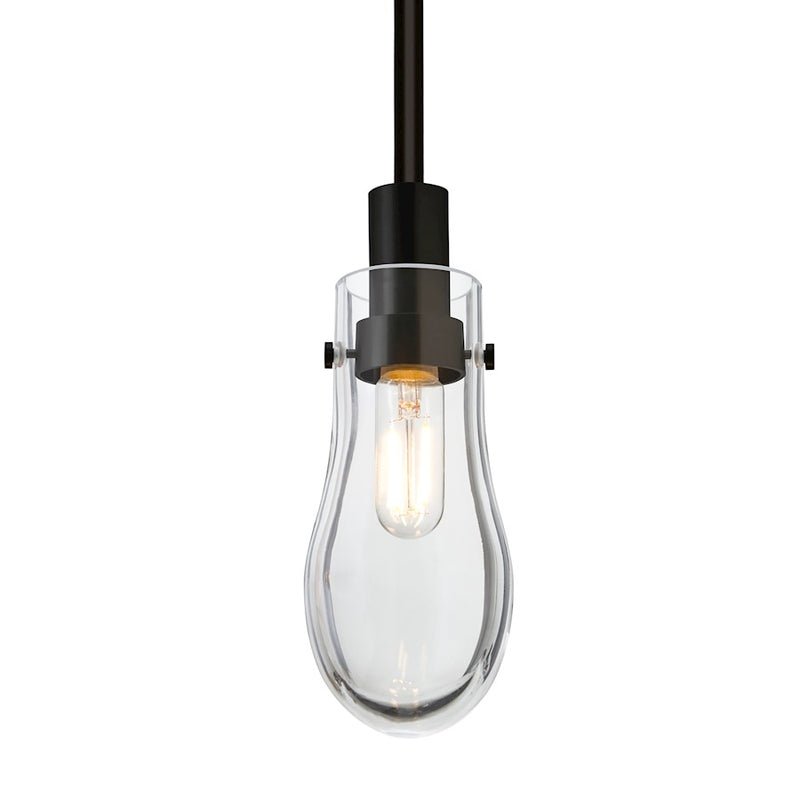 Besa Wish 1-Light LED Stem Pendant | Transitional Black and Clear Glass | Kitchen Island & Dining Room | 3 x 3 x 6 in | Model 1TT-WISHCL-EDIL-BK