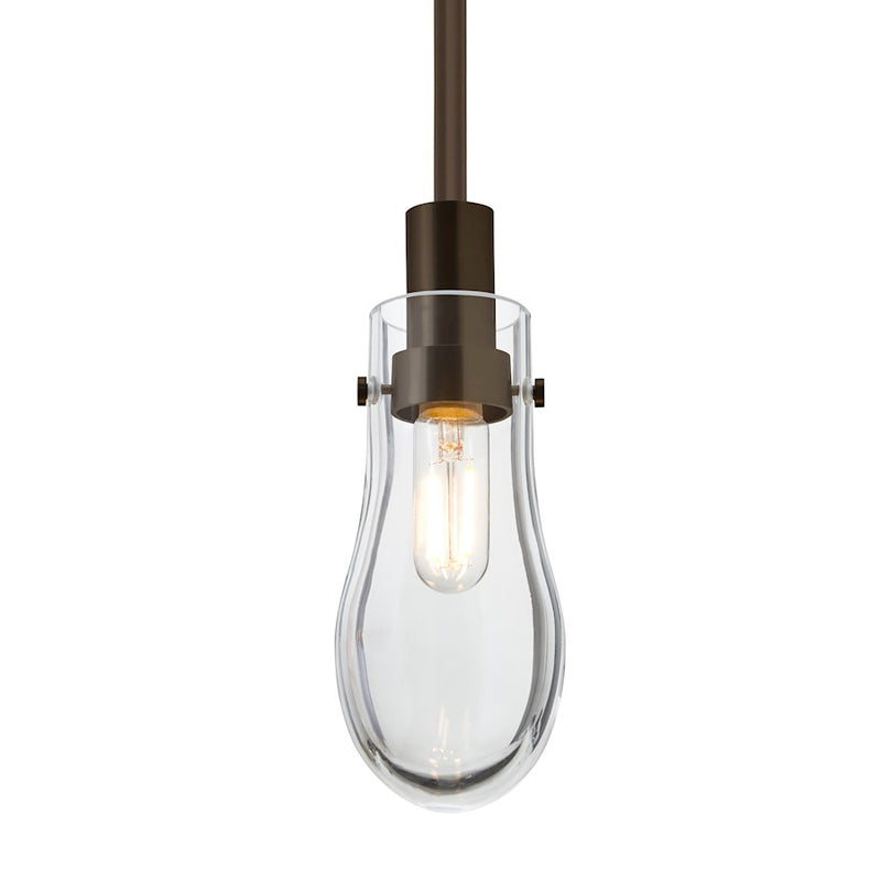 Besa Wish 1-Light LED Stem Pendant | Transitional Bronze and Clear Glass | Kitchen Island & Dining Room | 3 x 3 x 6 in | Model 1TT-WISHCL-EDIL-BR