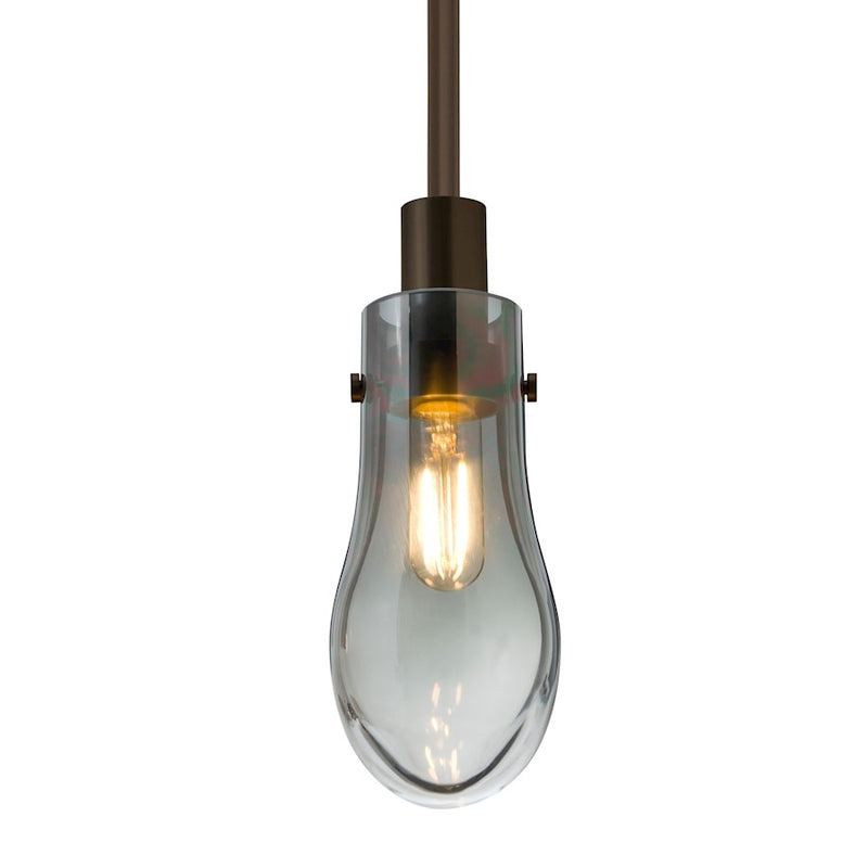 Besa Wish 3in 1-Light Stem Pendant | Transitional Bronze and Gray Glass | Kitchen Island & Dining Room | 3 x 3 x 6 in | Model 1TT-WISHSM-BR