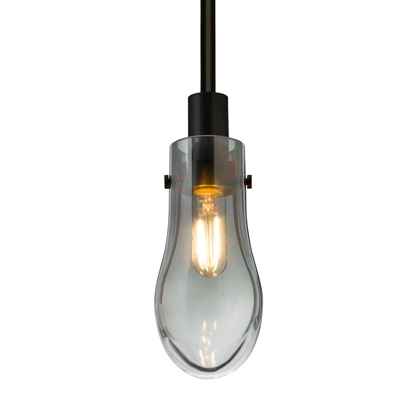 Besa Wish 3in 1-Light LED Stem Pendant | Transitional Black and Gray Glass | Kitchen Island & Dining Room | 3 x 3 x 6 in | Model 1TT-WISHSM-EDIL-BK