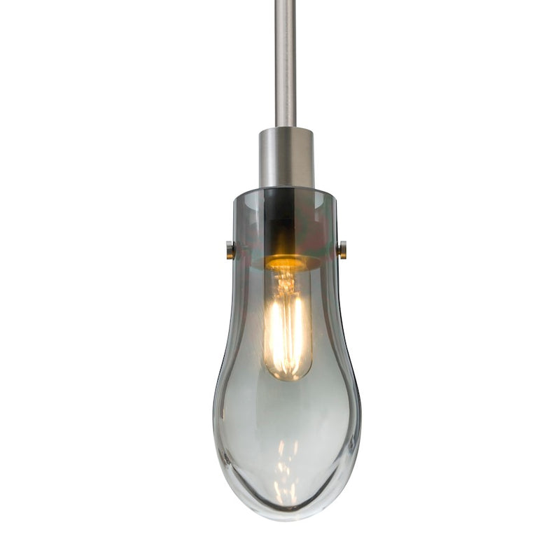 Besa Wish 3in 1-Light LED Stem Pendant | Transitional Satin Nickel and Gray Glass | Kitchen Island & Dining Room | Model 1TT-WISHSM-EDIL-SN