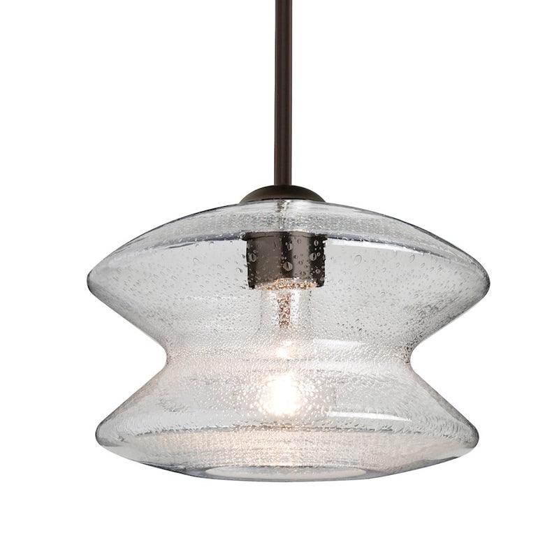 Besa Lighting Zen 9in 1-Light Stem Pendant | Transitional Brushed Bronze and Clear Glass | Kitchen Island & Dining Room | Model 1TT-ZENCL-BR