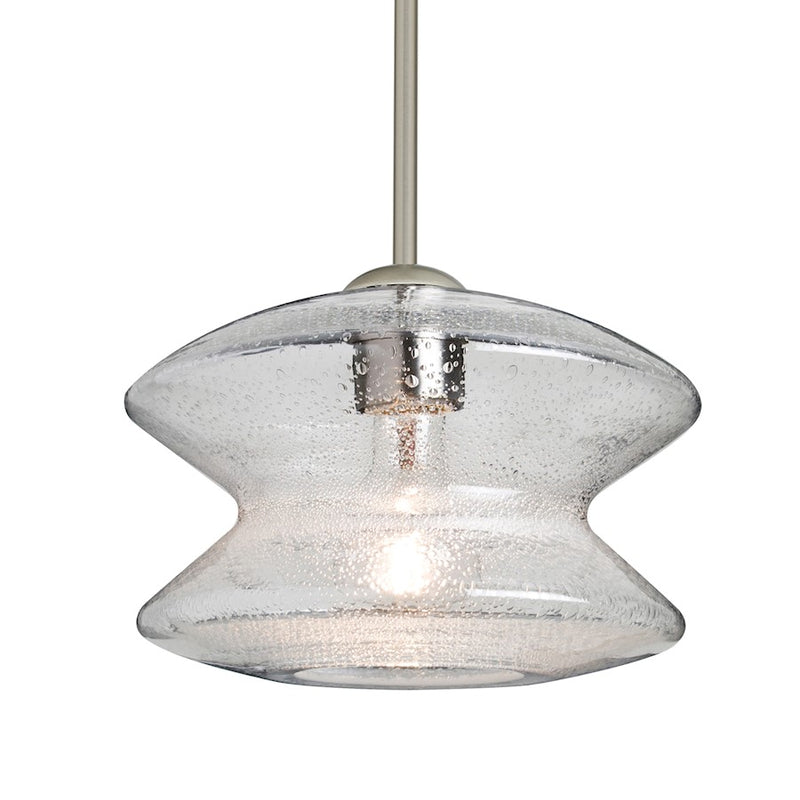 Besa Lighting Zen 9in 1-Light Stem Pendant | Transitional Satin Nickel and Clear Glass | Kitchen Island & Dining Room | Model 1TT-ZENCL-SN