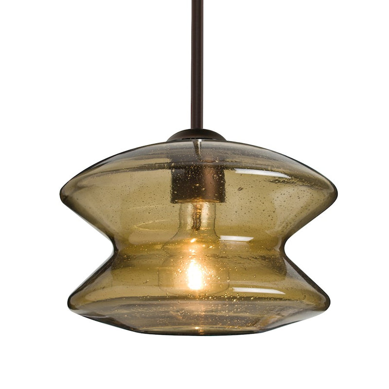 Besa Lighting Zen 1 Light Stem Pendant, Bronze/Beige