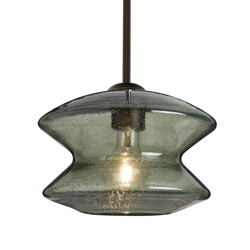 Besa Lighting Zen 1 Light Stem Pendant, Bronze/Green
