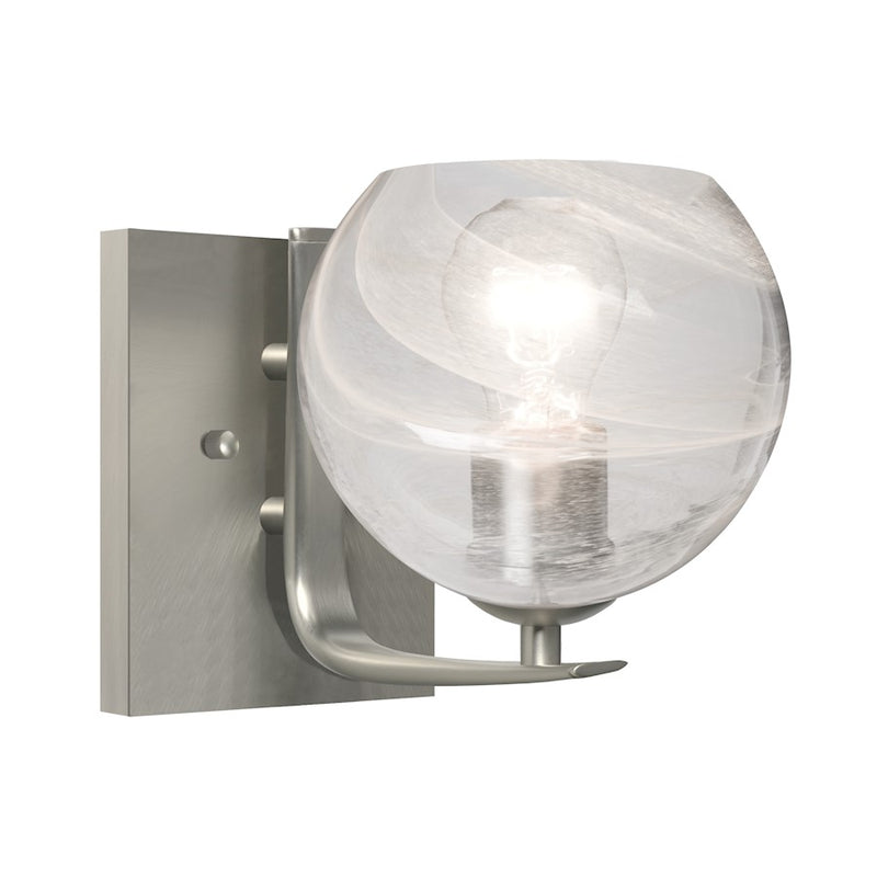 Besa Lighting Jilly 7in 1-Light Vanity Light | Contemporary Satin Nickel and Clear Glass | Bathroom & Powder Room | Model 1WC-JILLYCL-SN