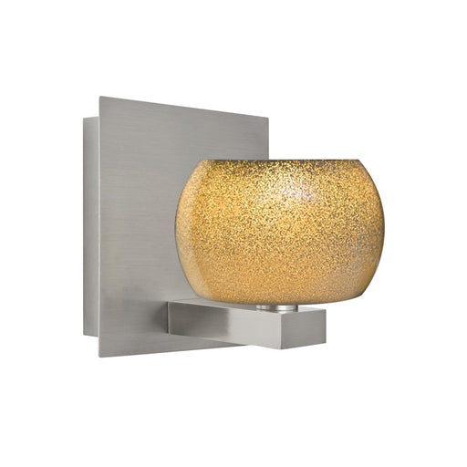 Besa Lighting Keno 5in 1-Light Bathroom Vanity | Contemporary Satin Nickel and Gold Glass | Bathroom Vanity | 5 x 5.5 x 5.9 in | Model 1WF-KENOGD-SN
