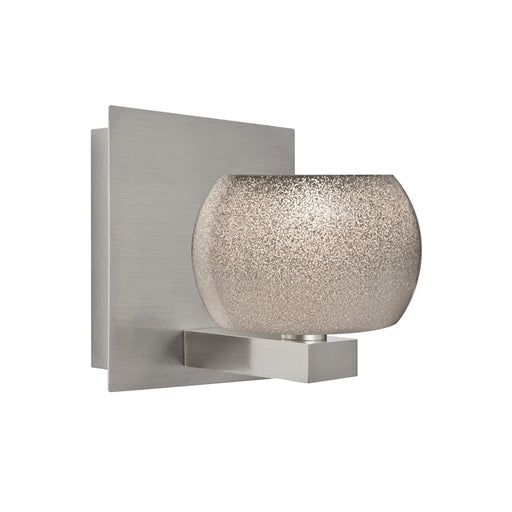 Besa Lighting Keno 5in 1-Light Bathroom Vanity | Contemporary Satin Nickel and Gray Glass | Bathroom Vanity | 5 x 5.5 x 5.9 in | Model 1WF-KENOSM-SN