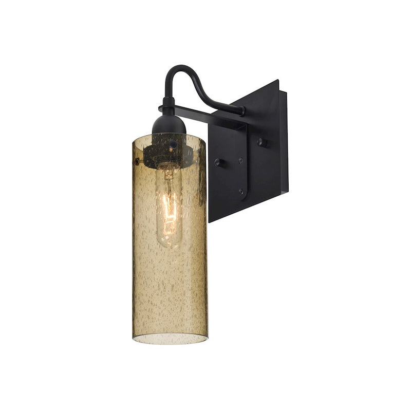Besa Lighting Juni 10 1-Light Wall Sconce | Transitional Black and Beige Glass | Bedroom & Hallway Accent Light | Model 1WG-JUNI10LT-BK