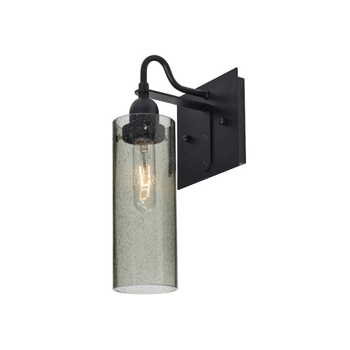 Besa Lighting Juni 10 7in 1-Light Wall Sconce | Transitional Black and Green Glass | Hallway & Bedroom Accent | Model 1WG-JUNI10MS-BK