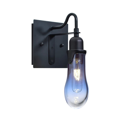 Besa Lighting Wish 1-Light Wall Sconce | Transitional Black Aluminum and Blue Glass | Bedroom & Hallway Accent | Model 1WG-WISHBL-BK