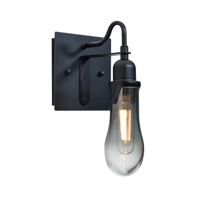 Besa Lighting Wish 1-Light LED Wall Sconce | Transitional Black and Gray Glass | Bedroom & Hallway Accent Light | Model 1WG-WISHSM-EDIL-BK