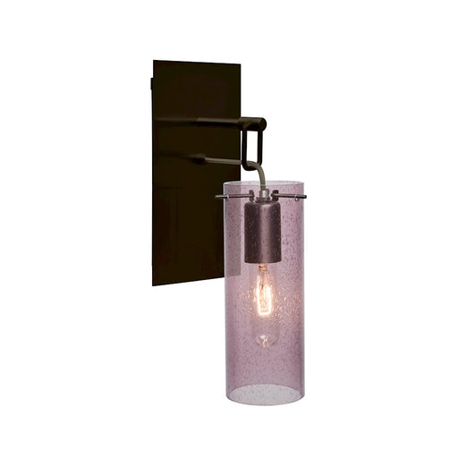 Besa Lighting Juni 10 10in 1-Light Wall Pendant | Transitional Bronze and Purple Glass | Kitchen & Hallway | 3.5 x 10 in Shade | Model 1WP-JUNI10PL-BR