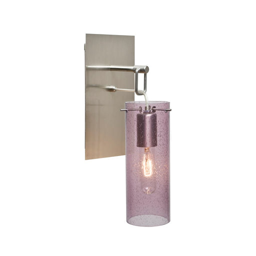 Besa Lighting Juni 10 10in 1-Light Wall Pendant | Transitional Satin Nickel and Purple Glass | Kitchen & Hallway | Model 1WP-JUNI10PL-SN
