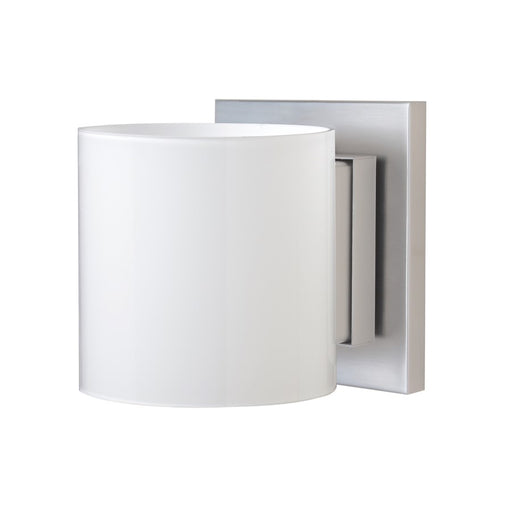 Besa Lighting Pogo 6in 1-Light Wall Sconce | Contemporary Satin Nickel and White Opal Glass | Bathroom & Hallway | Model 1WS-718006-SN