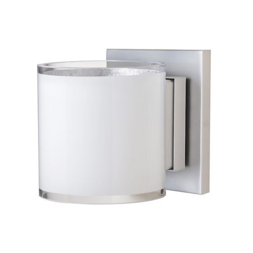 Besa Lighting Pogo 6in 1-Light LED Wall Sconce | Contemporary Satin Nickel and White Glass | Bedroom & Hallway Accent Light | Model 1WS-7180SF-LED-SN