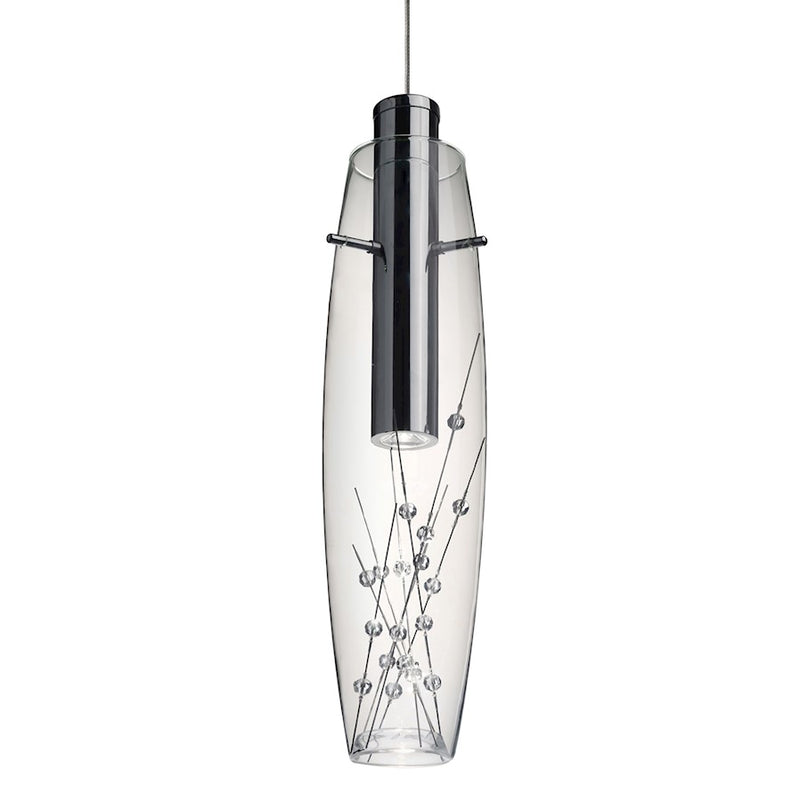 Besa Lighting Willow 13in 1-Light LED Pendant | Contemporary Satin Nickel and Clear Glass | Kitchen Island & Dining Room | Model 1XT-1688WW-LED-SN