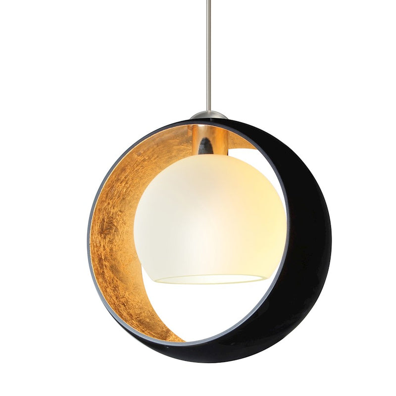 Besa Lighting Pogo 6in 1-Light LED Cord Pendant | Modern Satin Nickel and Gold Glass | Kitchen Island & Dining Room | Model 1XT-4293GF-LED-SN