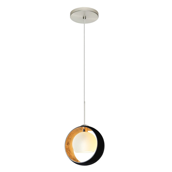 Besa Lighting Pogo 1 Light Cord Pendant, Satin Nickel/Black/Gold