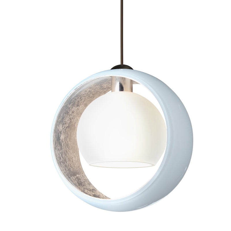 Besa Lighting Pogo 6in 1-Light LED Pendant | Modern Bronze and White Glass | Kitchen Island & Dining Room | 6 x 6 in | Model 1XT-4293SF-LED-BR